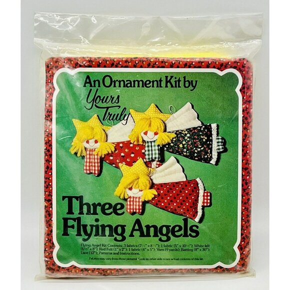 Christmas Ornament Kit Yours Truly Three Flying Angels Vintage Craft 1978 - Picture 1 of 5